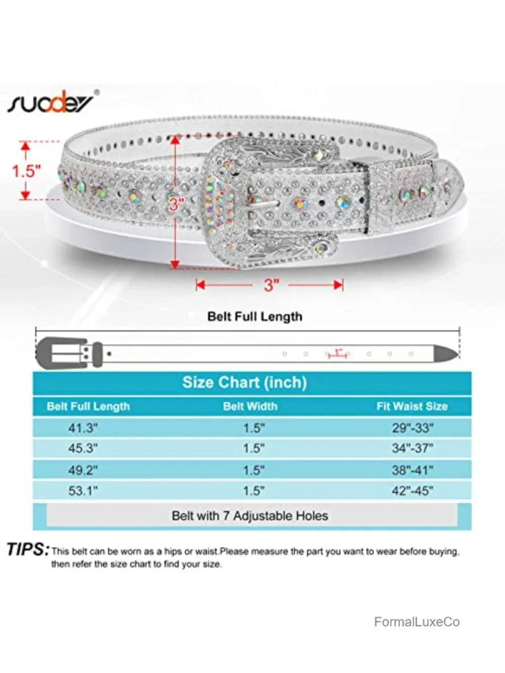 Western Rhinestone Crystal Studded Faux Leather Belt Luxury